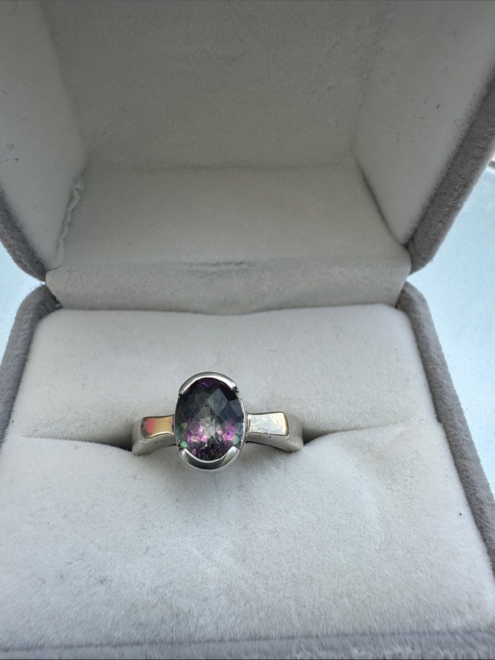 Oval Mystic Topaz Sterling Ring in Purple-Green